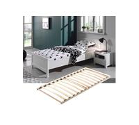 GASTON - Lit 90x200cm avec Sommier + Chevet -