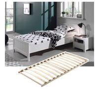 GASTON - Lit 90x200cm avec Sommier + Chevet -