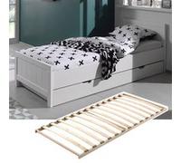 GASTON - Lit 90x200cm avec Tiroir de Lit et Sommier - Altobuy Blanc