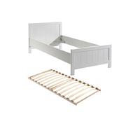 GASTON - Lit 90x200cm Laqué Blanc avec Sommier - Altobuy Blanc