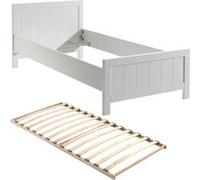 GASTON - Lit 90x200cm Laqué Blanc avec Sommier - Altobuy Blanc