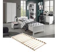 Lit 90x200cm + Sommier + Chevet + Armoire 2P + Pack Bureau - GASTON -