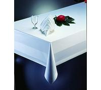 Gastro Uzal Nappe Damassée Avec Bord Satiné - Blanc - 130 x 280 cm - Lavable à 95 °C - Pour Restauration
