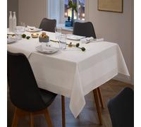 Gastro Uzal Nappe de Table Rectangulaire avec Bord Atlas 100 % Coton, pour la Restauration, Blanche, 140 x 240 cm