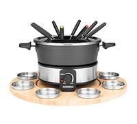 GASTROBACK 42566 Set à fondue, plateau tournant pratique avec 8 récipients à sauce en acier inoxydable, réglable en continu de 40 °C à 190 °C, 1000 W, 1000, casserole antiadhésive, noir, argenté