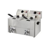 GastroHero Double friteuse électrique ECO 10+10 litres avec robinet de purge | CHR Fournitures de la restauration