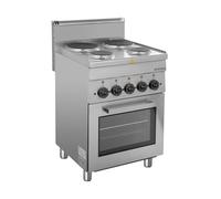 GastroHero Fourneau électrique inox - 4 plaques - sur four électrique - 60/60 cm - série 66 | CHR Fournitures de la restauration