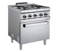 GastroHero Fourneau électrique inox - 4 plaques - sur four électrique - 70/70 cm - série 77 | CHR Fournitures de la restauration