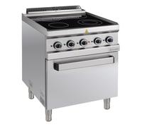 GastroHero Fourneau vitrocéramique inox - 4 plaques - sur four électrique - 70/70 | CHR Fournitures de la restauration