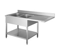 GastroHero Plonge passage lave-vaisselle Basic 16x6 avec 2 bacs à gauche | CHR Fournitures de la restauration
