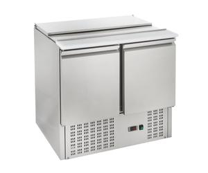 GastroHero Saladette Gastro ECO 900 avec couvercle rabattable - 240 litres, 3kW/h, Place pour 2 récipients 1/1 GN, Réfrigération statique | CHR Fournitures de la restauration
