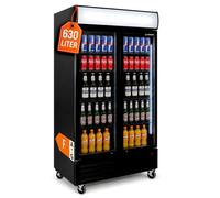 GastroHero SC-630FH Réfrigérateur à boissons 630 l avec éclairage et portes | Verrouillable, éclairage LED, 8 grilles d'insertion réglables en hauteur, noir, réfrigérateur pour bouteilles