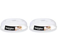 GastroMax Cloche pour micro-ondes avec aération, Couvercle en plastique sans BPA, Couvre plat qui passe au lave-vaisselle, Supporte jusqu'à 100 °C, 25 cm de diamètre, Transparente (Lot de 2)