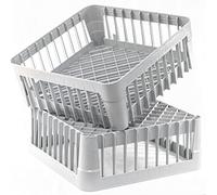 Gastronette Lot de 2 paniers à vaisselle Pour verres, tasses, couverts, assiettes 40 x 40 cm Hauteur : 15 cm Idéal pour la restauration Empilables Gris