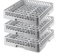 Gastronette Lot de 3 paniers à vaisselle en verre grossier, tasses, 50 x 50 cm, sans compartiment, pour lave-vaisselle commercial