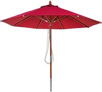 Gastronomie Parasol en bois HWC-C57, Parasol de jardin, polyester/bois 14kg, rond Ø3m corde antichoc ~ bordeaux