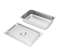 Gastronorm Lot de 4 récipients alimentaires avec couvercle, 9 l, en acier inoxydable, récipients chauffants, récipients commerciaux pour aliments, tartes, poêle d'hôtel, table
