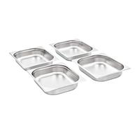 Gastronorm Lot de 4 récipients GN 1/2 65 mm en acier inoxydable - Récipients de cuisine professionnels pour la restauration et la maison, durables et hygiéniques