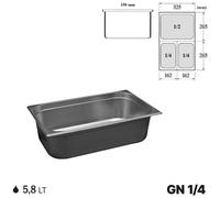 Gastronorme GN 1/4 Bac En Acier Inox Bacs Conteneurs Plateau 265x162mm