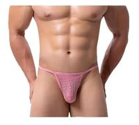 Gatamiau String pour Homme G-String Taille Basse Jockstrap Respirant Bikini Tanga Ficelle Homme Thong sous-Vêtement Masculine T-Back Maille Sexy Saint-Valentin Noir Rose