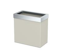 Gatco 1939C Corbeille à déchets rectangulaire moderne, combo nacré mat et chromé/poubelle en acier inoxydable avec couvercle amovible, capacité de 12 litres