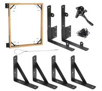 Gate Kit, 1 Set Gate Hardware, Triangular Support Solution, Corner Brace Bracket Latch, for Driveway Shed Doors, Corral Home Deck Pool Garden, Construction, Easy Installation, 8.46x9.65 inches