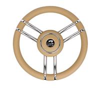GATE14® Volant à 6 branches en acier inoxydable et PU Ivoire 'Elba' pour bateau ou bateau pneumatique Ø 35 cm