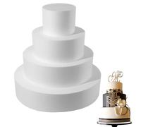 Gâteau, 4 pièces 4/6/8/10 Pouces Ensemble factice de gâteau Rond, Bloc de polystyrène léger réutilisable Bricolage pour l'affichage et la décoration fête d'anniversaire Mariage