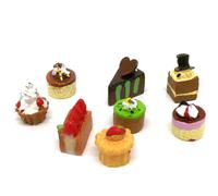 Gâteau Au Chocolat Aux Fraises 3d En Résine, Miniature, Fourniture D'Art Alimentaire, Décoration De Charme Artisanal, Faux Jouets De Cuisine, 8 Pièces/Lot