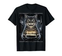 Gâteau d'anniversaire Chat tigré pour fête d'anniversaire effrayante T-Shirt
