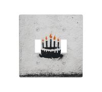 Gâteau d'anniversaire graffiti minimaliste Street Art double gang couvercle de plaque murale interrupteur décoration taille standard - 11,4 x 11,4 cm