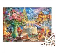 Gâteau dAnniversaire Puzzle 1000 Pièces pour Adultes Chalet de Vacances Jeu de Puzzle 1000 Pièces Relaxant Cadeau 70x50cm/1000pcs