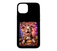 Gâteau de célébration du Chien Pitbull Heureux Coque pour iPhone 15 Plus