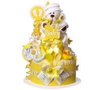 Gâteau de couches/Pampers gâteau > bébé cadeau pour fille et garçon dans un beau jaune ton//Cadeau pour la naissance, baptême, baby party//Cadeau Original et Pratique Pour Bébé