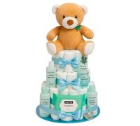 Gâteau de Couches Personnalisé Cadeau Naissance Bébé Fille Garçon Trousse Coffret Original Baby Shower Mixte Nouveau Né Fait Main avec Carte à Dédicace Idée Cadeau Original Kit Naissance Bébé Taille2