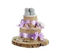 Gâteau de couches tout en jute | Naissance (2 étages, violet)