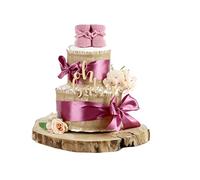 Gâteau de couches TOUT jute | pour la naissance (2 étages, prune)