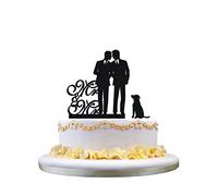 Gâteau de mariage gay avec un chien, monsieur et monsieur