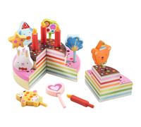 Gâteau en bois happy birthday multicolore TU