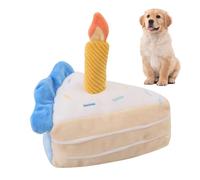 Gâteau en peluche pour chien - 51 g - Marionnette en tranches de galette d'anniversaire, jouet couineur à mâcher, fiable pour divertir les animaux de compagnie actifs dans le jardin | Parfait pour les