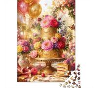 Gâteau Fleurs Ballons Puzzle, 1000 Pièces Jeu Intérieur Adulte | 38x26cm Carton, Passe-temps Intellectuel, Finition Surface Lisse, Amateurs D'art, Interaction Familiale