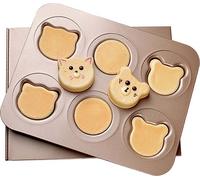 Gâteau Pan avec couvercle, 6-cavité non-stick animal Moules à muffin pour four cuisson