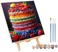 GâTeau Peinture Numero Adulte, DIY Peinture Numero Fruit, Loisirs Créatifs Adultes, Paint by Numbers Canevas Kit Complet Adulte avec Pinceaux et Peintures Acryliques, Décoration Maison 90x120cm L-3357