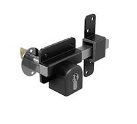GateMate 1490086 Serrure de portail à longue portée avec clé Euro des deux côtés pour abris de jardin, portails et portes de garage, en acier inoxydable 316, pour portails en bois et portes jusqu'à 50