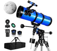 Gaterda 150EQ Télescope Astronomique, Professionnel Newton Réflecteur Télescope pour Adulte et Débutants avec Monture Équatoriale, Adaptateur Téléphone, Filtre Lunaire et Sac de Transport