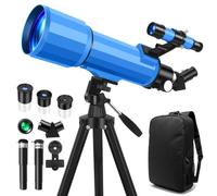 Gaterda Télescope Astronomique Adultes, Enfants et Débutants, 90 mm Ouverture 500mm Portable Réfracteur Télescope Portable avec Trépied, Sac à Dos, Filtre Lunaire et Adaptateur pour Téléphone - Bleu