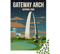 Gateway Arch National Park Poster De Fin D'année Puzzle en Bois