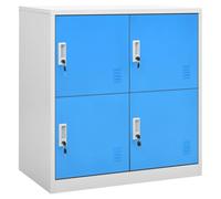 Gatherant Armoire à casier en acier gris clair bleu avec 4 compartiments verrouillables, 90 x 45 x 92,5 cm, espace de rangement pour bureau, vêtements, outils, dossiers, buffet polyvalent pour couloir