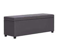 Gatherant Banc de rangement de 116 cm en cuir synthétique gris avec rembourrage, compartiment de rangement intégré, idéal pour le couloir, le couloir ou le salon, offre un rangement pratique et une