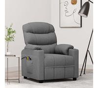 Gatherant Fauteuil de massage électrique en tissu gris clair avec fonction allongée, massage par vibration Shiatsu du dos, du cou et des pieds, pour salon, chambre à coucher, bureau
